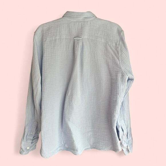 J Crew Cotton Gauze Light Blue Button Up Shirt size L-XL - Picture 2 of 6